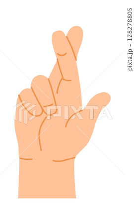 Crossed fingers symbolize wishes, hopes, and superstitions, creating a powerful gesture of belief and desire. Isolated illustration features a human hand against a white background Crossed fingers symbolize wishes, hopes, and superstitions, creating a powerful gesture of belief and desire. Isolated illustration features a human hand against a white background 128278805