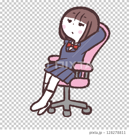 Illustration of a female student sitting unmotivated on a chair 128278811