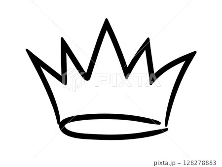 Simple, black and white line art illustration of a crown symbolizing monarchy, power, achievement and victory, drawn with a childlike aesthetic Simple, black and white line art illustration of a crown symbolizing monarchy, power, achievement and victory, drawn with a childlike aesthetic 128278883