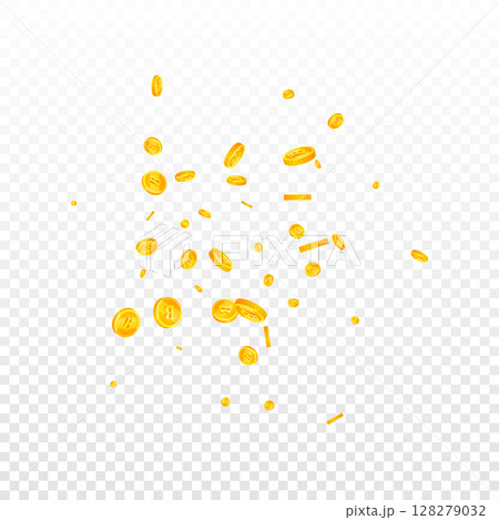 Thai baht coins falling. Gold scattered THB coins. Thailand money. Global financial crisis concept. Square vector illustration. Thai baht coins falling. Gold scattered THB coins. Thailand money. Global financial crisis concept. Square vector illustration. 128279032