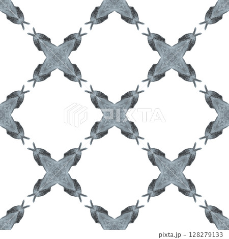 Hand painted tiled watercolor border. Black and white wonderful boho chic summer design. Textile ready immaculate print, swimwear fabric, wallpaper, wrapping. Tiled watercolor background. 128279133