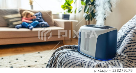 maintain Air Quality in Living Room With a Child on the Couch, Comfort Theme 128279179
