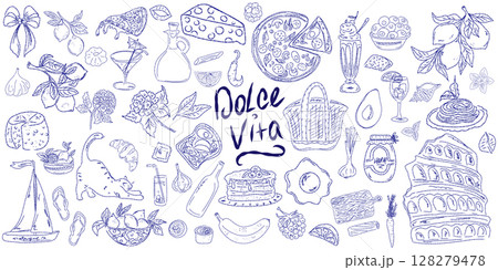 hand drawn doodle set with doodle elements 128279478