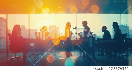 Business Teamwork Meeting with Puzzle Pieces in Office and Collaboration Theme 128279579