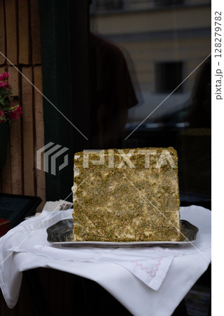 The Golden Butter Block is elegantly displayed in a charming and inviting setting, enticing all 128279782