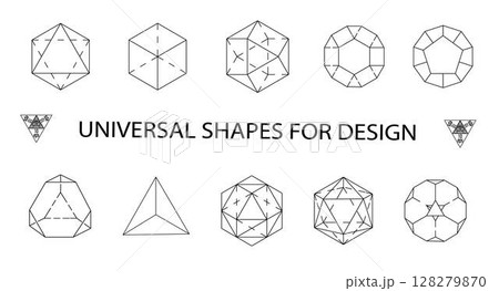 Geometric Shapes Collection black icons. Linear design elements. Geometric icon,geometric pattern. 128279870