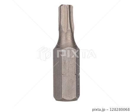 Short torx screwdriver bit isolated on white 128280068