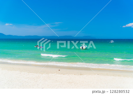 Turquoise sea and white sand. Turquoise sea and white sand. 128280532