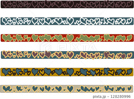 カラフルなハートのリボンのラインセット・可愛いライン、シックなアースカラー 128280996