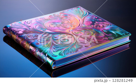 vibrant holographic scrapbook with intricate designs and colorful patterns, perfect for preserving memories and creative expression 128281249