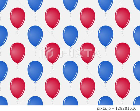 Seamless pattern design of red and blue balloons floating on white background, for background, wallpaper, wrapping paper or other decorative purposes. 128281616