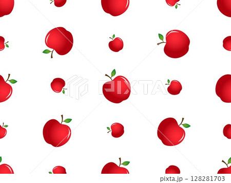 Red apples and green leaves seamless pattern doodle design on white background vector illustration Red apples and green leaves seamless pattern doodle design on white background vector illustration 128281703