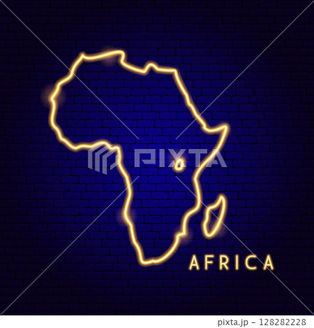 Africa Map Neon Silhouette 128282228