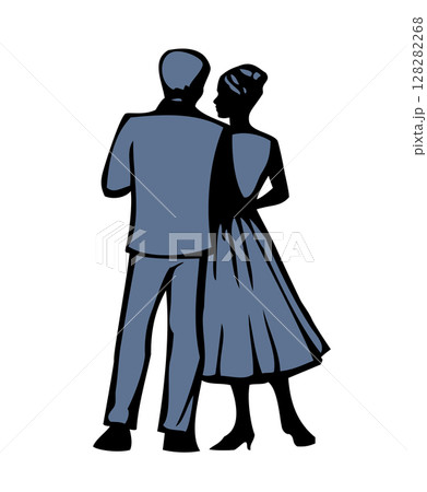 Vector drawing. Dating man and woman 128282268
