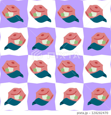 Colorful Baseball Cap Seamless Pattern 128282470