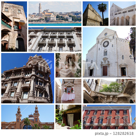Bari Collage. Street in the old town at Bari in Apulia. Bari is the capital city of Apulia region on the Adriatic sea, in southern Italy 128282618