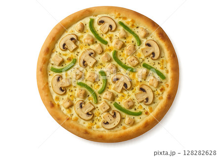 Chicken, Mushroom, and Green Pepper Pizza 128282628