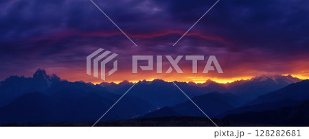 sunset in the mountains 128282681