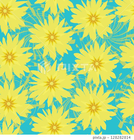 seamless pattern with yellow flowers decorative design 128282814