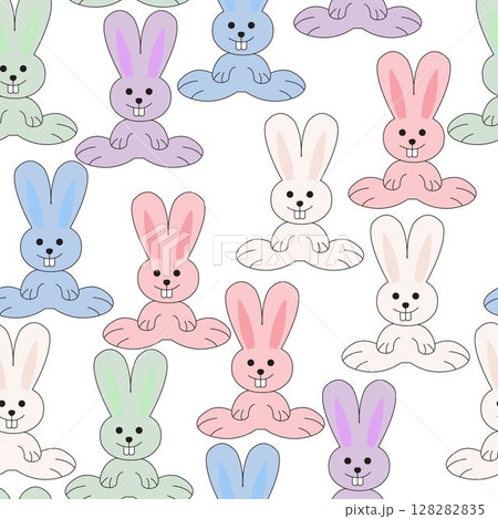 Seamless pattern with cute rabbits 128282835
