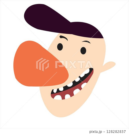 abstract comical face with huge nose and a hat 128282837