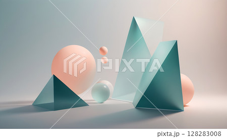Minimalist Floating Forms with Subtle Shadows 128283008
