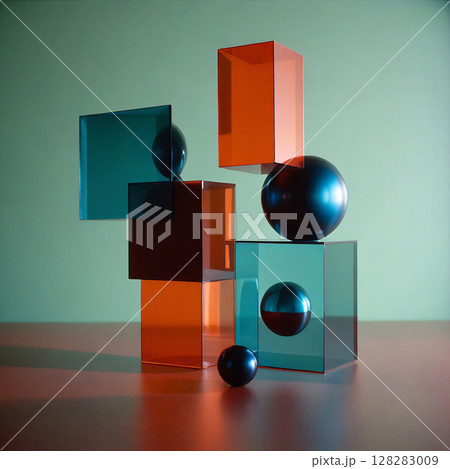 Minimalist Floating Forms with Subtle Shadows 128283009