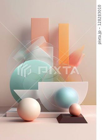 Minimalist Floating Forms with Subtle Shadows 128283010