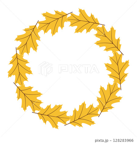 Fall season flat frame with yellow leaves in modern vector style. Hand drawn autumn set for banners, cards, social media Fall season flat frame with yellow leaves in modern vector style. Hand drawn autumn set for banners, cards, social media 128283966