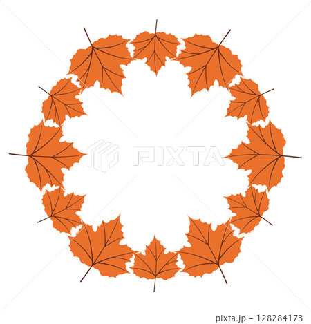 Fall season flat frame with big and small orange leaves in modern vector style. Hand drawn set for banners, cards, social media Fall season flat frame with big and small orange leaves in modern vector style. Hand drawn set for banners, cards, social media 128284173