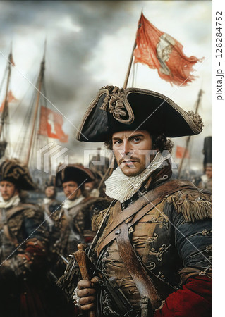 Historical reenactment of naval battle during the Second Anglo Dutch War 128284752