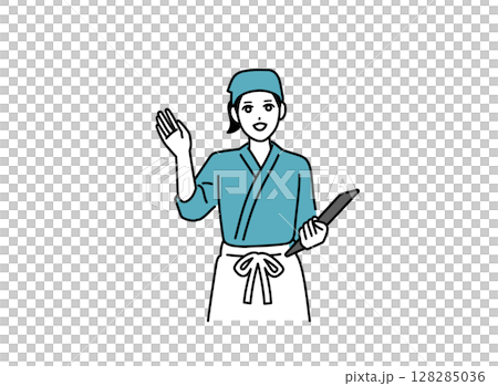 A female bar attendant showing a customer to a tatami room A female bar attendant showing a customer to a tatami room 128285036