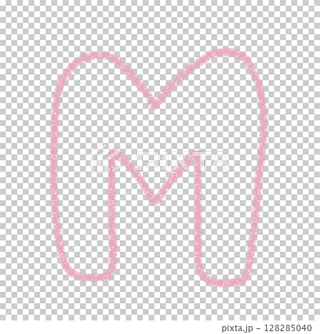 字母M 手寫字母 可愛素材 粉紅色 插畫素材 圖示 蠟筆風格 128285040
