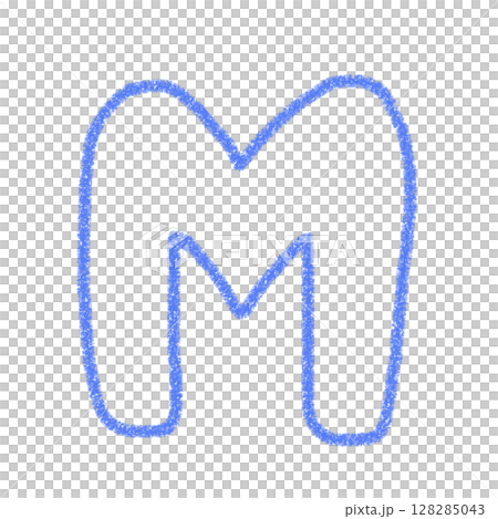 字母M 手寫字母 可愛 素材 藍色 插畫 素材 圖示 蠟筆風格 128285043