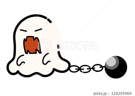 可愛い囚人お化けのハロウィンイラスト 128285064