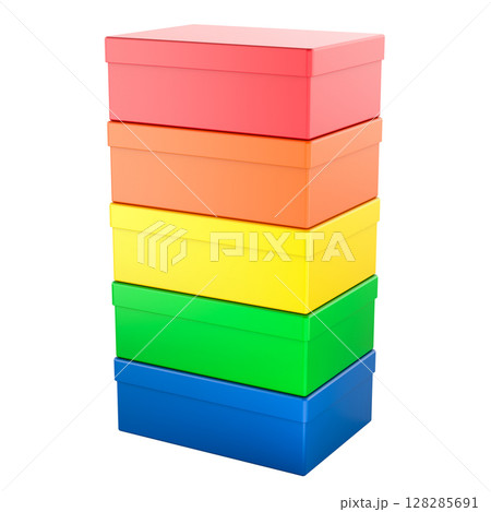 Stack of colorful boxes. 3D rendering Stack of colorful boxes. 3D rendering 128285691