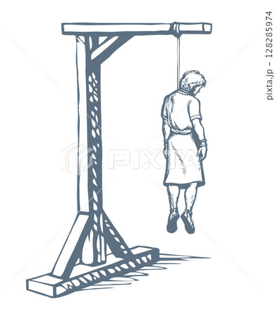 Vector drawing. Wooden gallows with loop 128285974