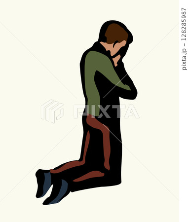 Vector drawing. Praying young man 128285987
