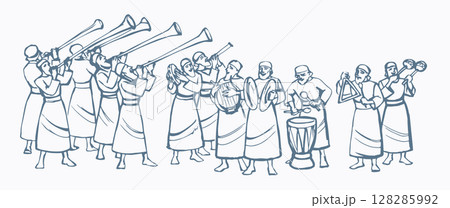 Vector drawing. People play music 128285992