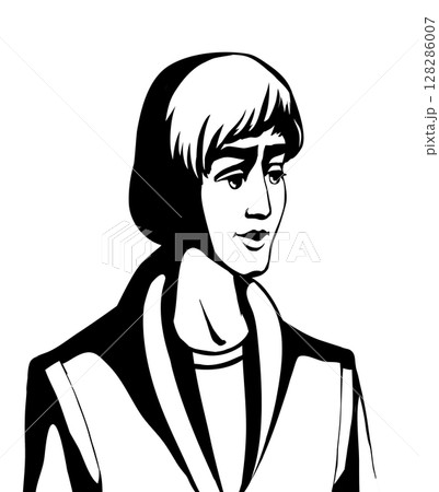 Vector drawing. Young guy servant page 128286007