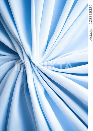Light Blue Fabric Swirl Abstract Background, Soft Textile Material Texture. 128286320