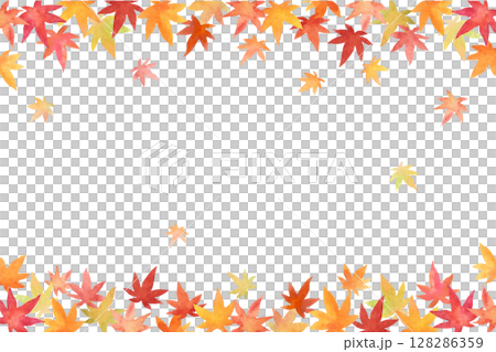 Watercolor autumn leaves frame 128286359