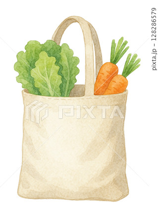 野菜を詰めたエコバッグ（レタス＆にんじん） 128286579