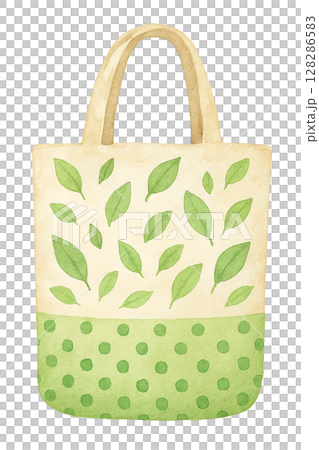 樹葉和圓點圖案環保手提袋 樹葉和圓點圖案環保手提袋 128286583