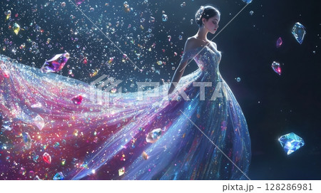 宝石を纏う虹色のAIプリンセス 128286981