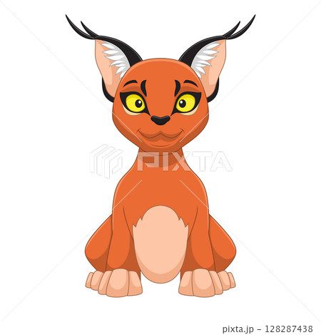 Cartoon caracal cat isolated on white background 128287438