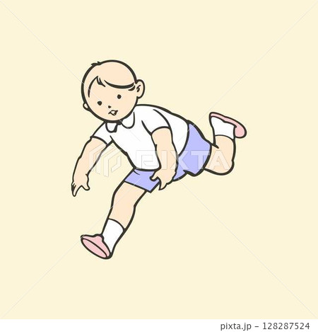 Illustration of a Cute Baby Boy Jumping and Smiling 128287524