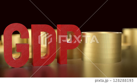 The GDP and gold coins for Business concept 3d Rendering. The GDP and gold coins for Business concept 3d Rendering. 128288193