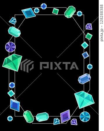 キラキラ華やかな宝石のイラストフレーム 128288388