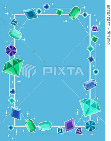 キラキラ華やかな宝石のイラストフレーム キラキラ華やかな宝石のイラストフレーム 128288389